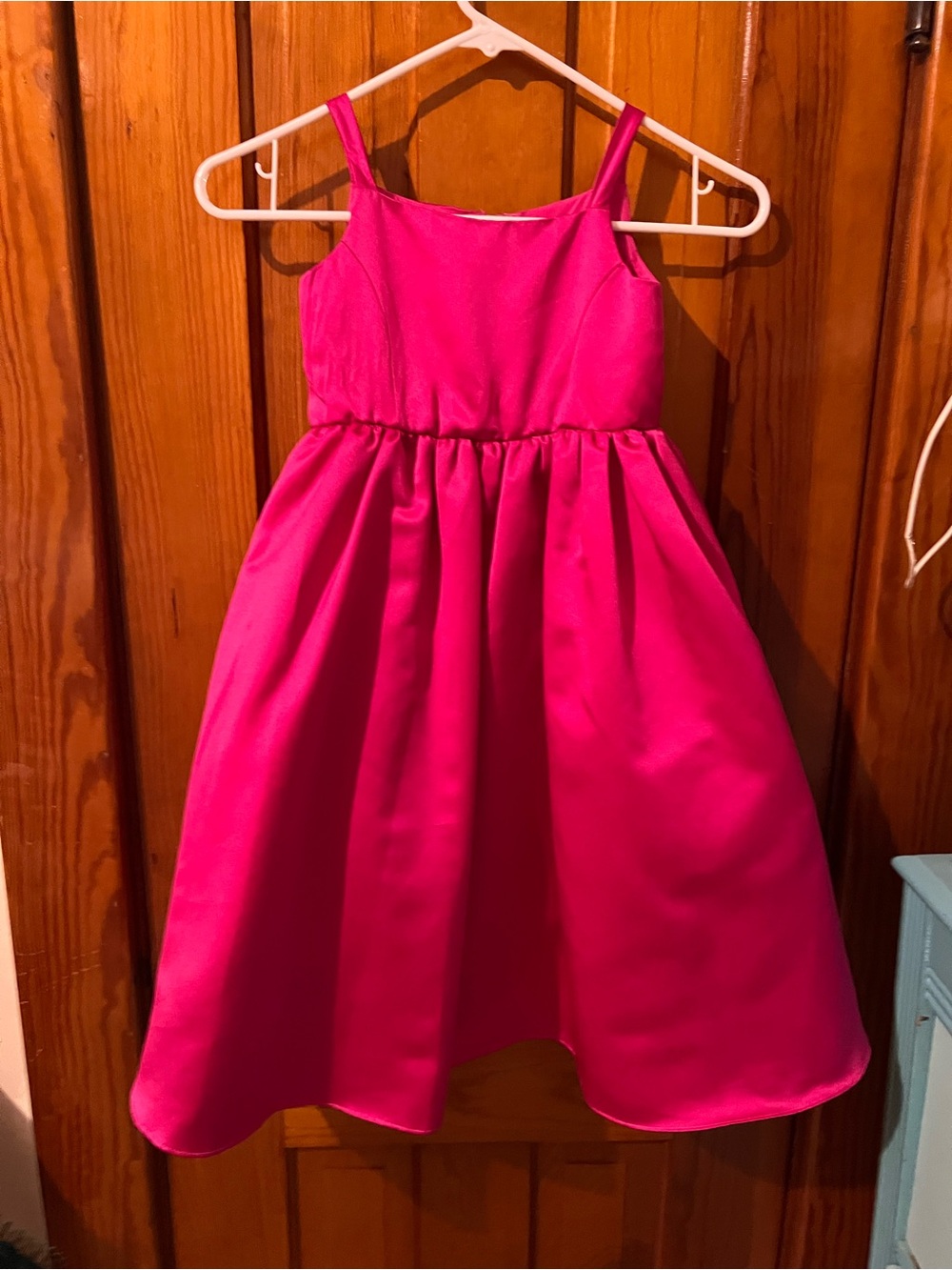 David's Bridal Hot Pink Satin Girls' Formal Dress